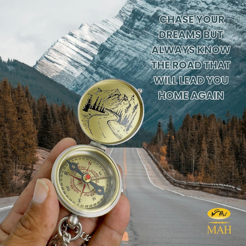 MAH Handmade Brass Compass â€“ â€œSo You Can Always Find Your Way Back Homeâ€ or â€œBack to Meâ€ Quote Gift for Son, Daughter, or Partner â€“ Romantic Gift or Family Keepsake for Graduation, Travel, Farewell Gift - Image 2